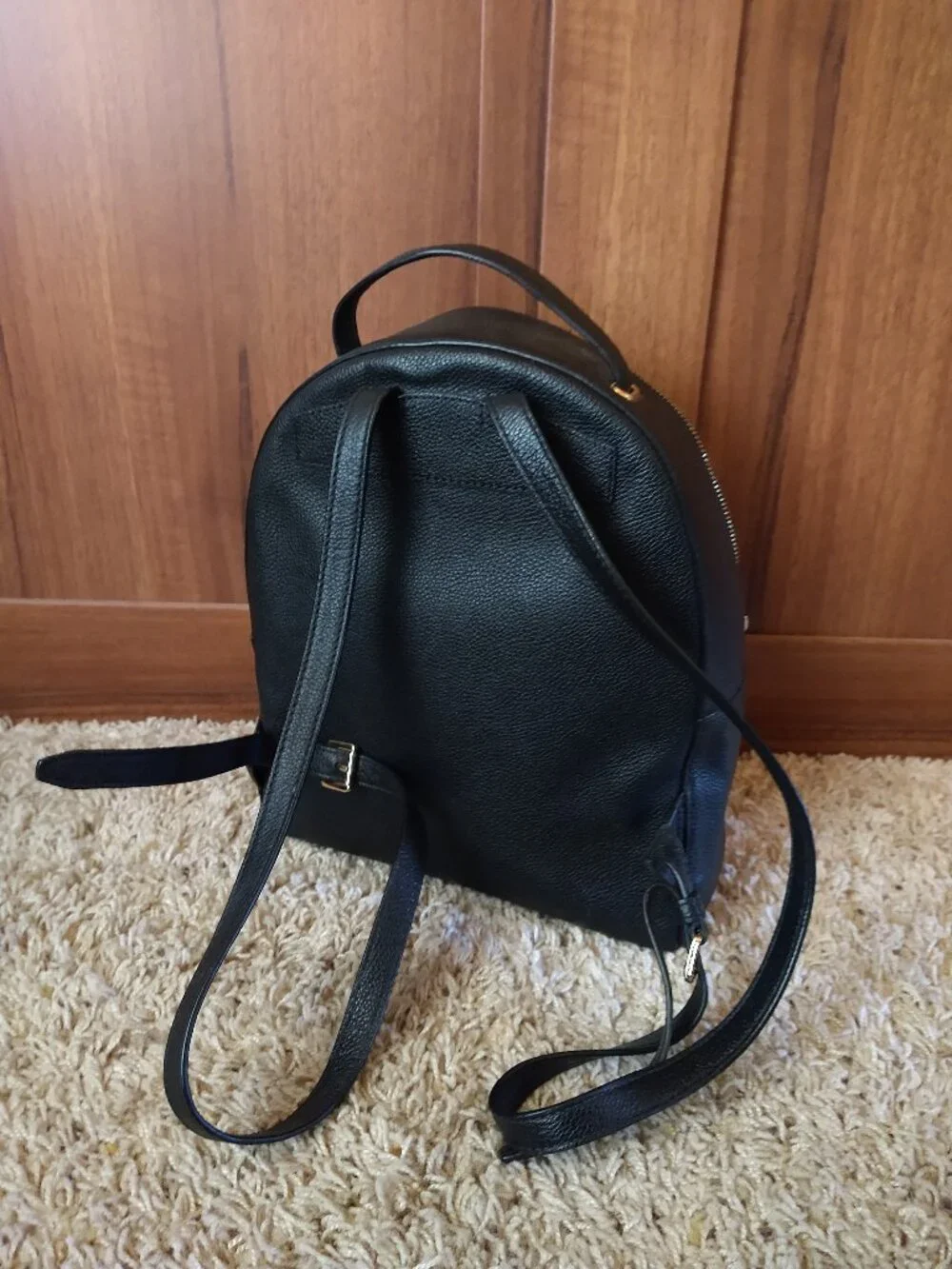 Michael Kors Black Leather Backpack Gold Hardware